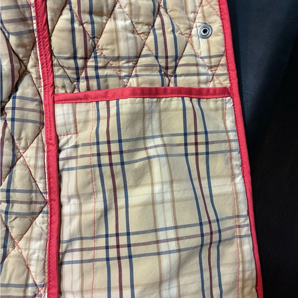 LL Bean Diamond Quilted Plaid Lining coral Women’s Riding Jacket Small 268156 - Picture 8 of 12